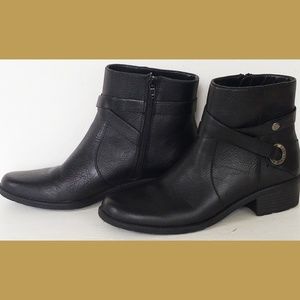 ANNE KLEIN black leather LIBBY side zip BOOTIE
